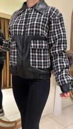 Deri Detaylı Ekose Ceket - Görsel 3