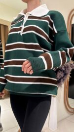 Polo Yaka Çizgili Triko - Görsel 3