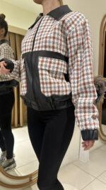 Deri Detaylı Ekose Ceket - Görsel 4