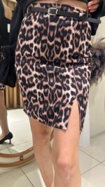 Leopar Kemerli Kısa Etek