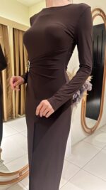 Uzun Tokalı Elbise - Görsel 7