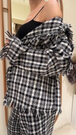 Ekose Saçaklı Ceket - Görsel 2